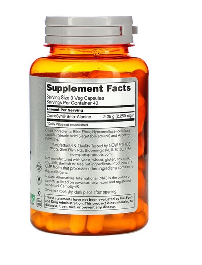 Beta-alanine de Now Food Sports - Endurance, 750 mg – Image 2