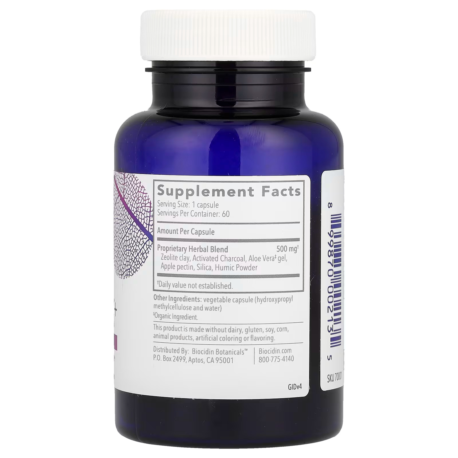 G.I. Detox+ Biocidin Botanicals – Zéolite et charbon – 60 capsules – Image 2
