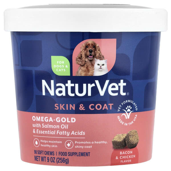 NaturVet Omega-Gold chiens et chats – 90 bouchées