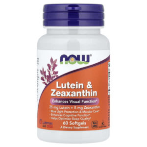 NOW Foods lutéine 25 mg et zéaxanthine 5 mg 60 capsules souples