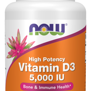 NOW Foods vitamine D3 125 mcg 5000 UI 120 capsules souples