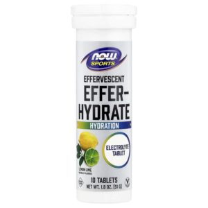 NOW Sports Effer-Hydrate Électrolytes citron–citron vert – 10 comprimés